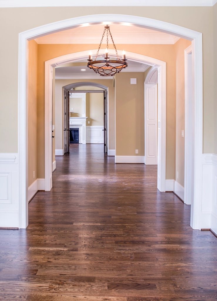 Hardwood running through a hallway